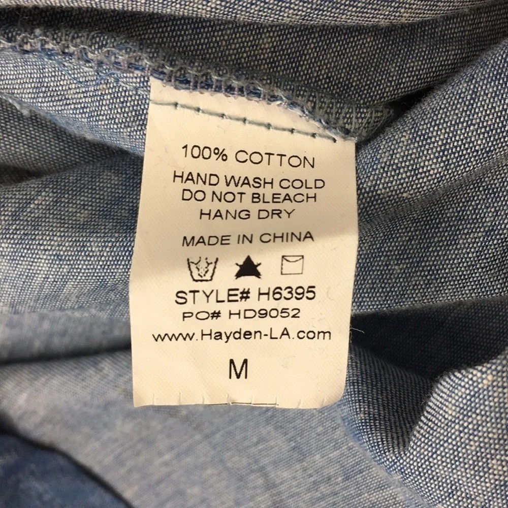 Hayden Blue Chambray‎ Button Down Tie-Waist Shirt M - Picture 7 of 10
